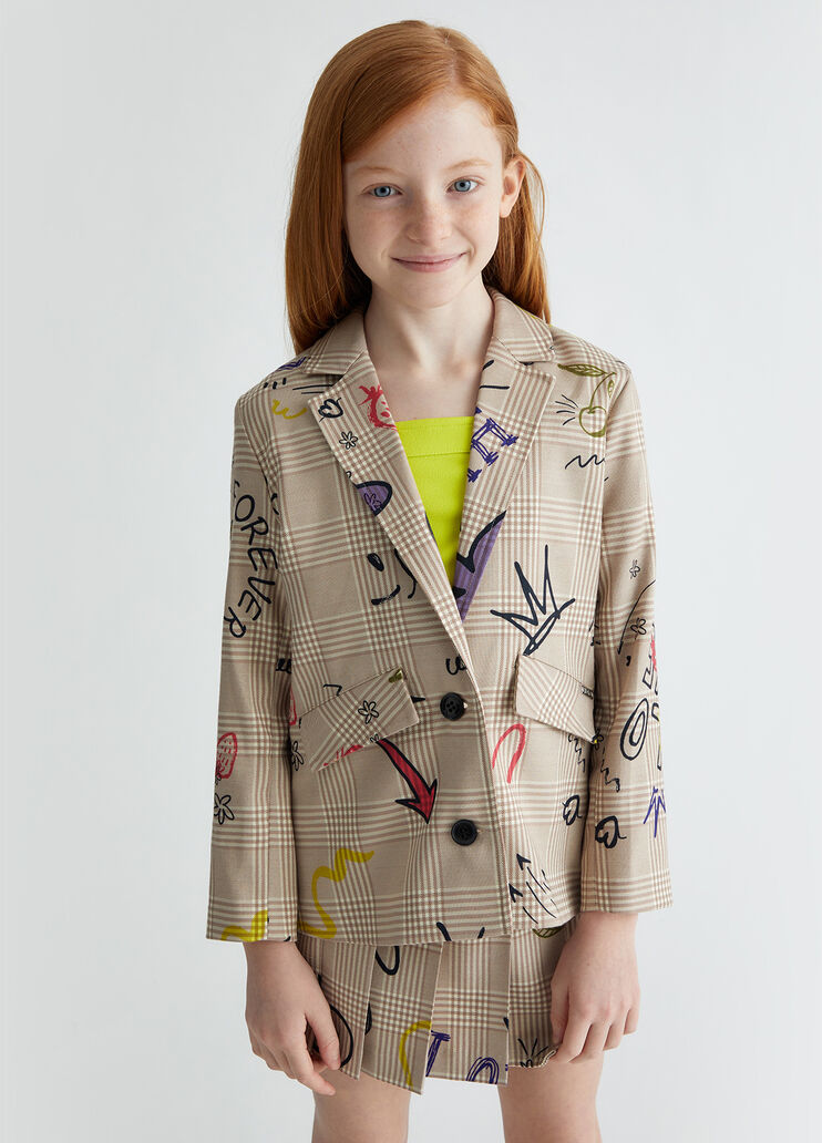 Glen plaid blazer with print beige Liu Jo - medium Glen plaid blazer with print beige Liu Jo - medium