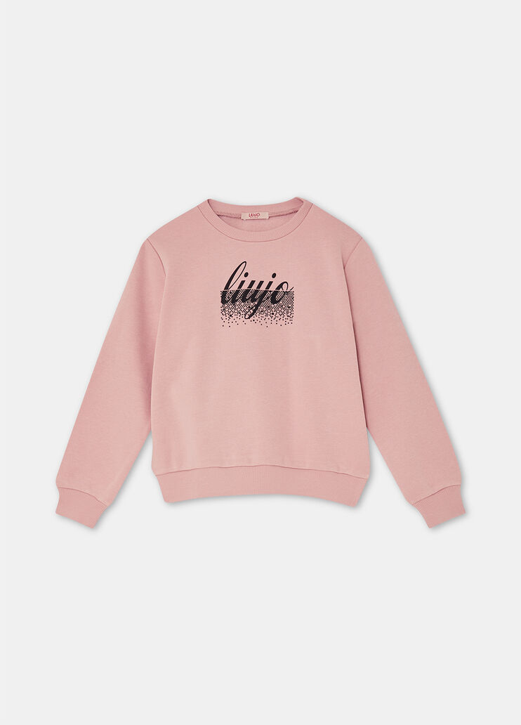 Cotton sweatshirt with logo pink Liu Jo - large image number 3 Cotton sweatshirt with logo pink Liu Jo - large image number 3
