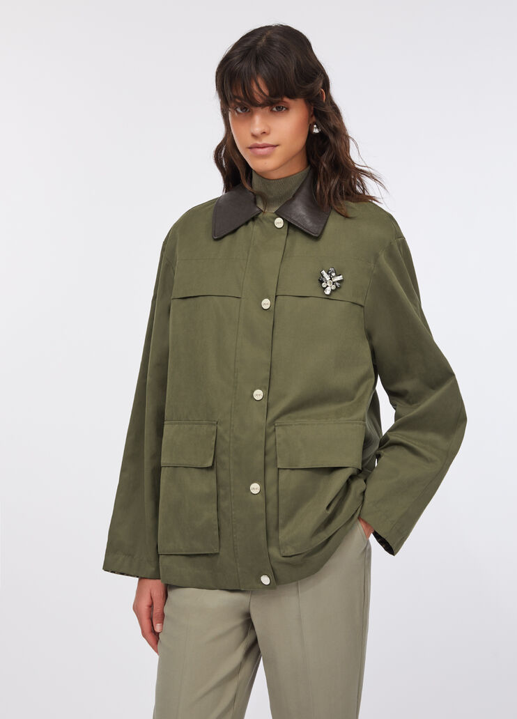 Jacket with bejewelled embroidery military green Liu Jo - large image number 0