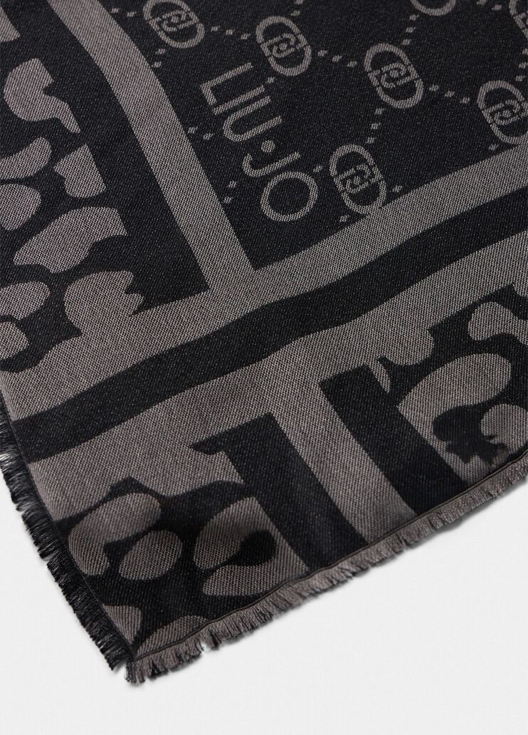 Shawl with logo black Liu Jo - large image number 3 Shawl with logo black Liu Jo - large image number 3