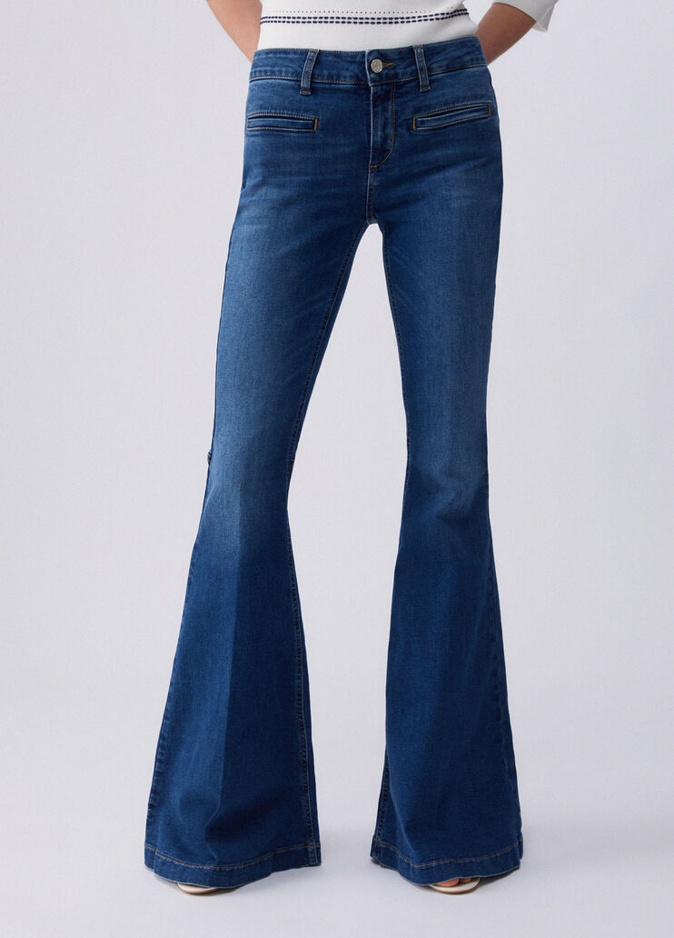 Low-rise super-flared jeans dark blue denim Liu Jo - large image number 0
