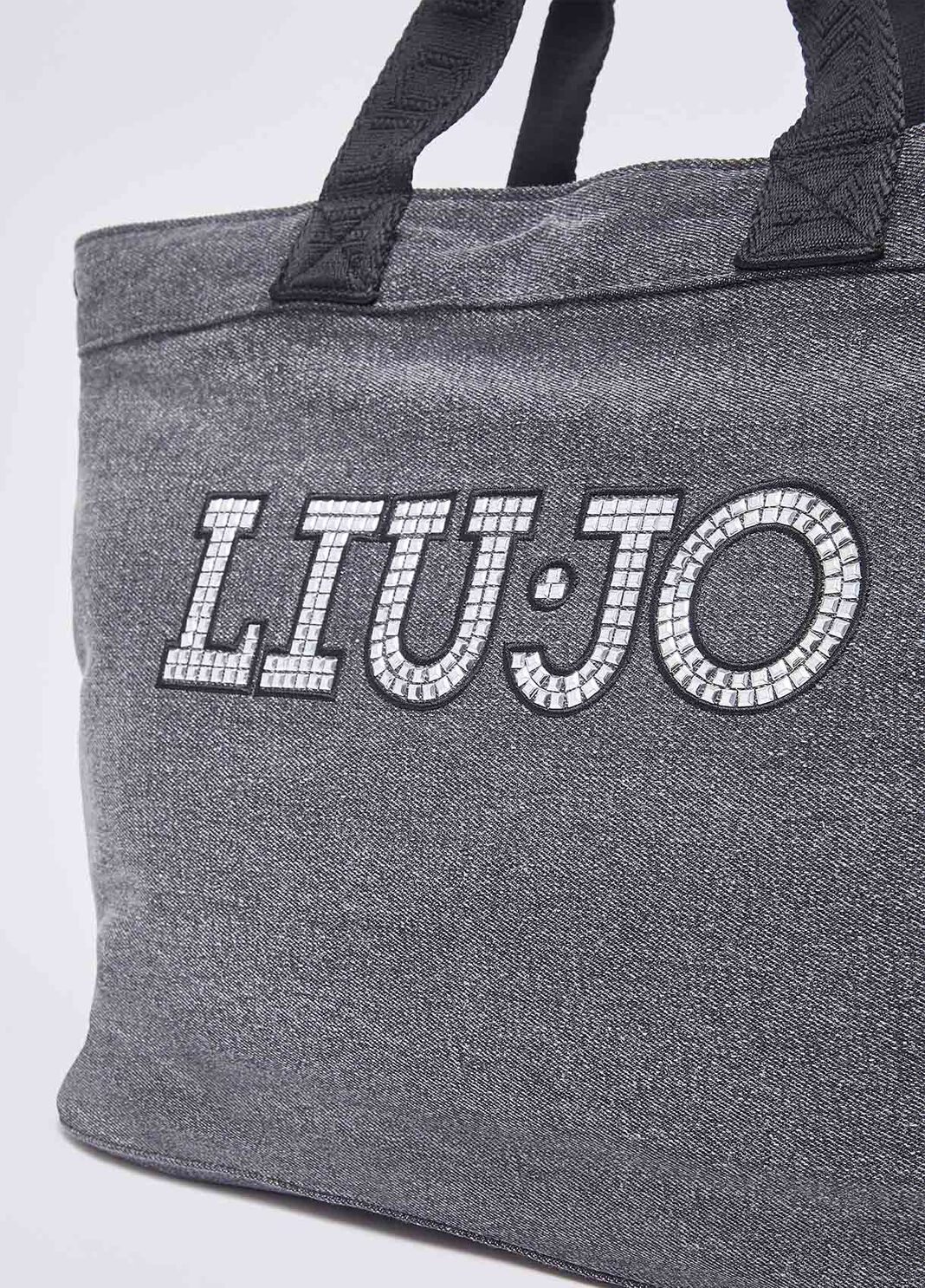 Bolso tote grande de denim con logotipo denim gris Liu Jo - large image number 4