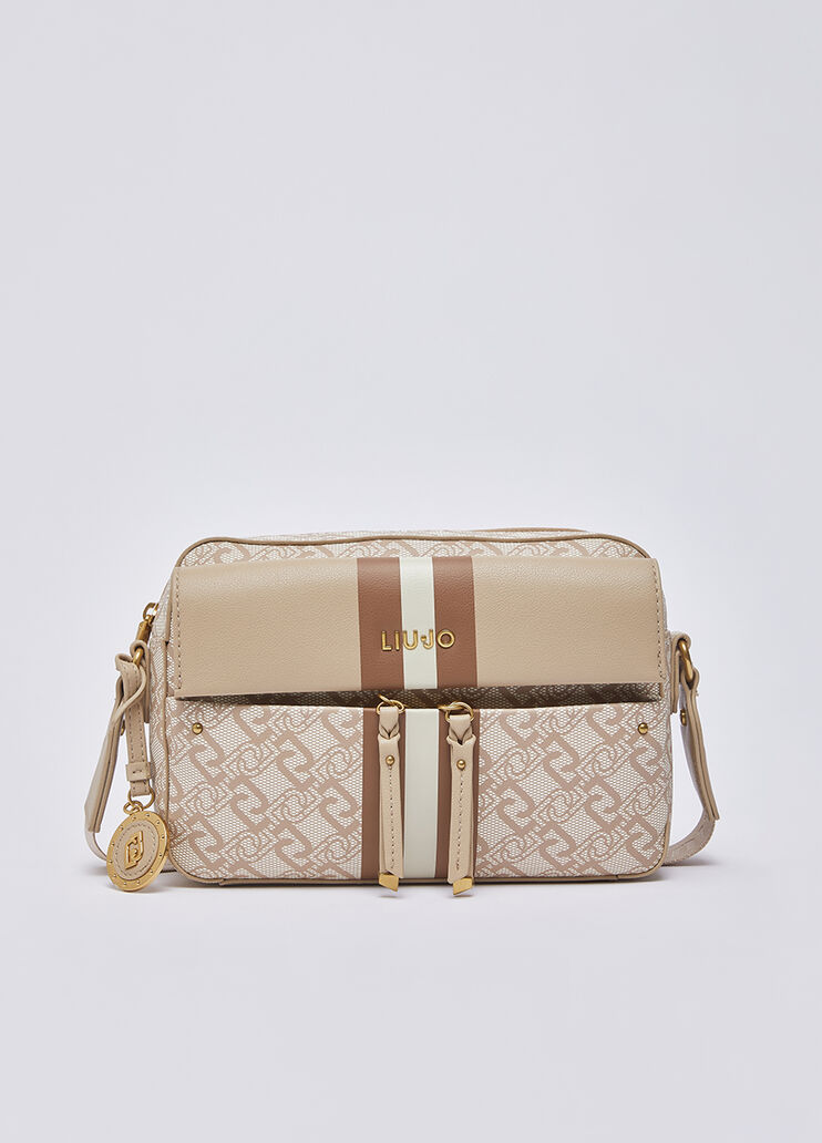 Sac &agrave; bandouli&egrave;re format moyen avec poche beige Liu Jo - medium