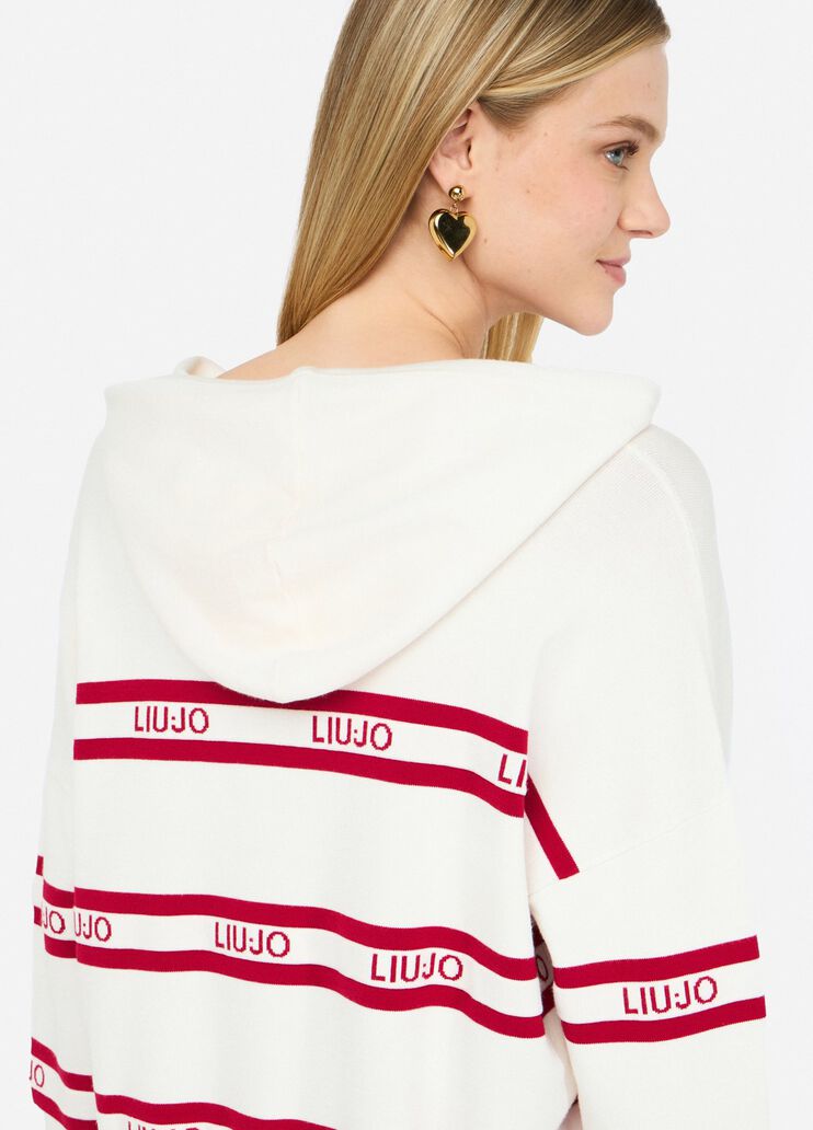 Knit sweatshirt white Liu Jo - large image number 4 Knit sweatshirt white Liu Jo - large image number 4