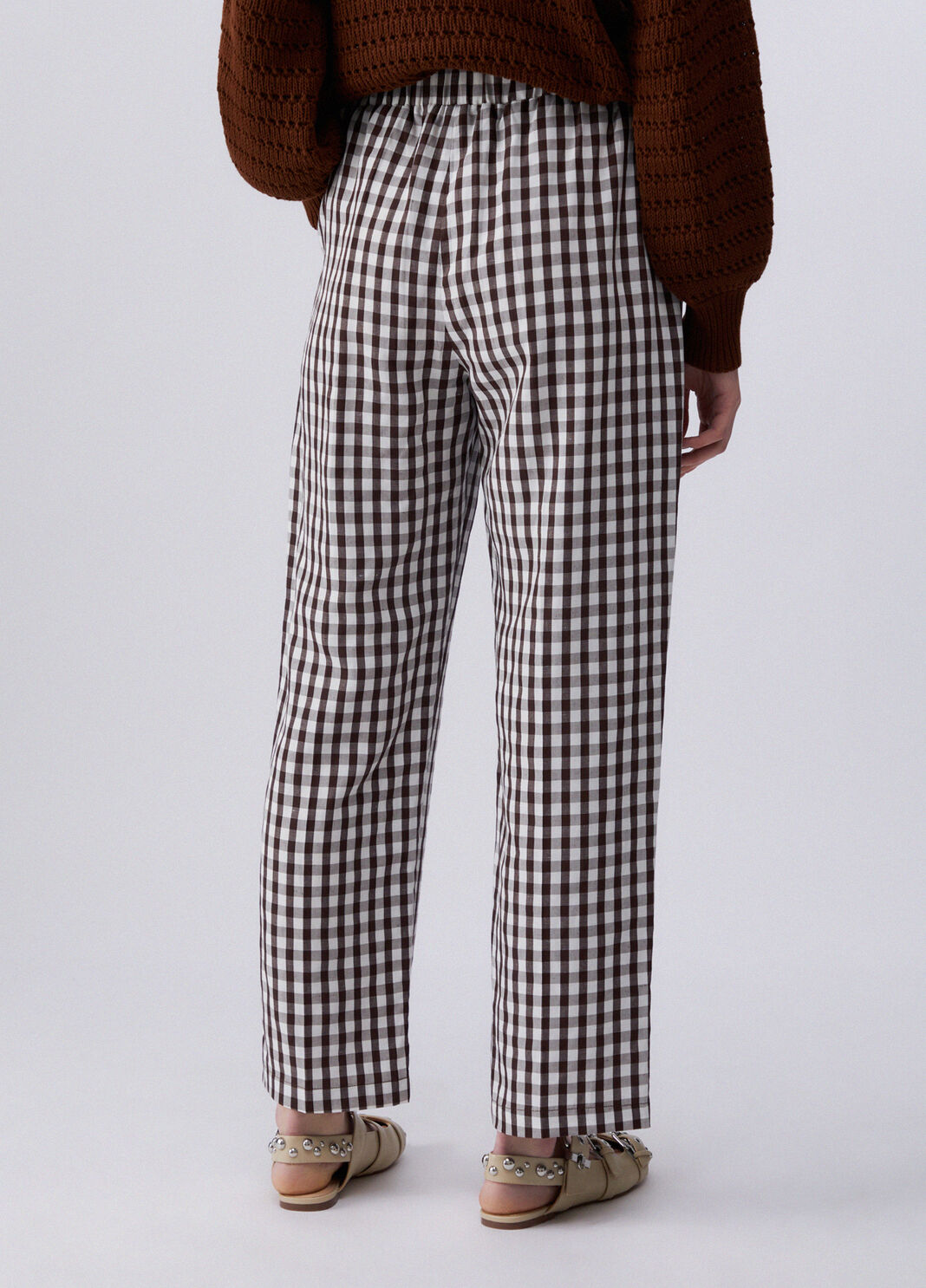 Pantaloni vichy in misto lino vichy marrone Liu Jo - large image number 1