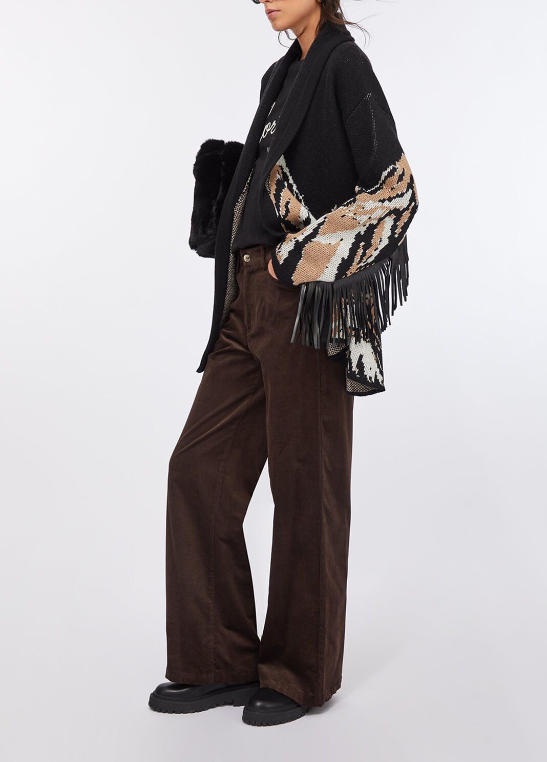 Cardigan Jacquard mit Fransen schwarz Liu Jo - large image number 2