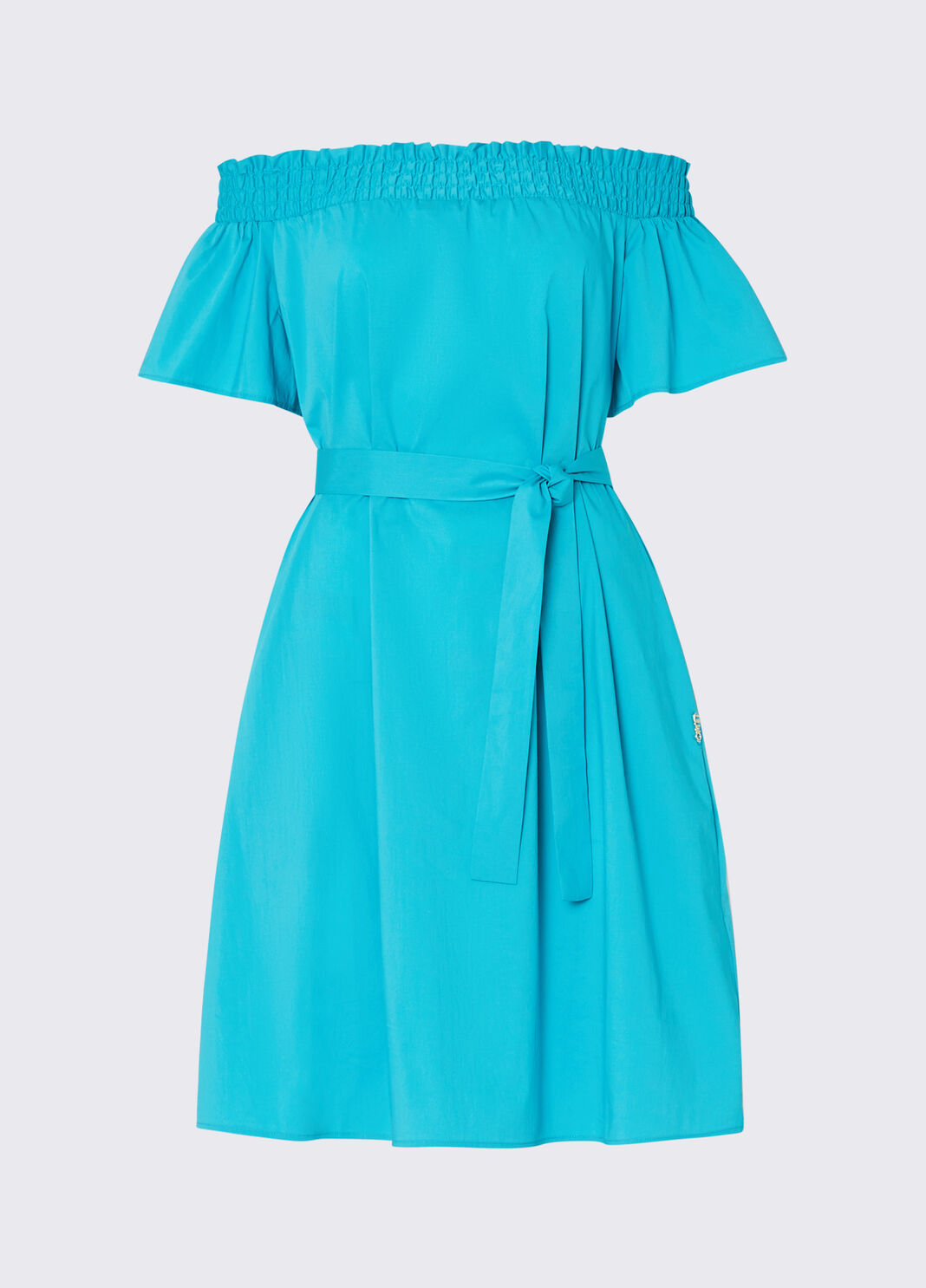 Kurzes Kleid mit Carmen-Ausschnitt Hellblau Liu Jo - large image number 6
