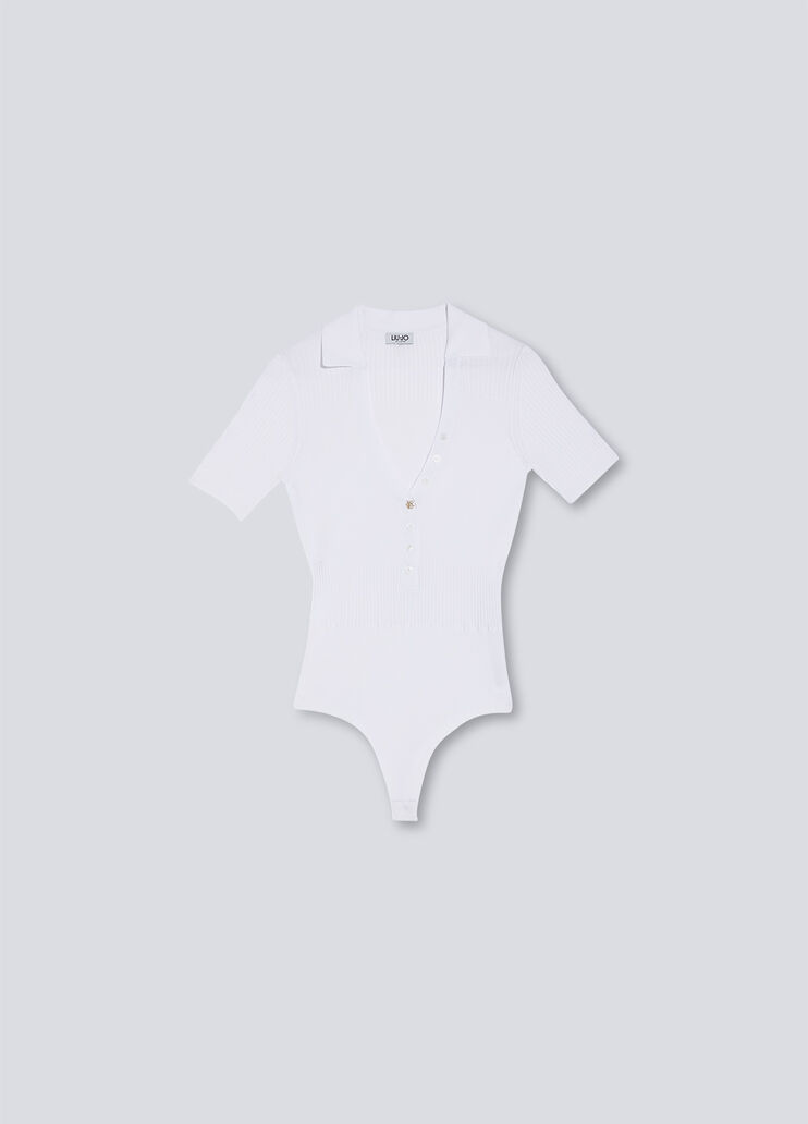 Body sweatshirt with jewel button optical white Liu Jo - large image number 4 Body sweatshirt with jewel button optical white Liu Jo - large image number 4