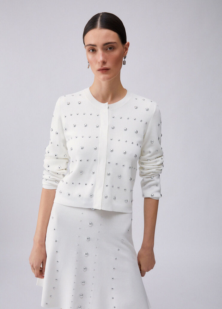 Cardigan with studs white wool Liu Jo - large image number 0
