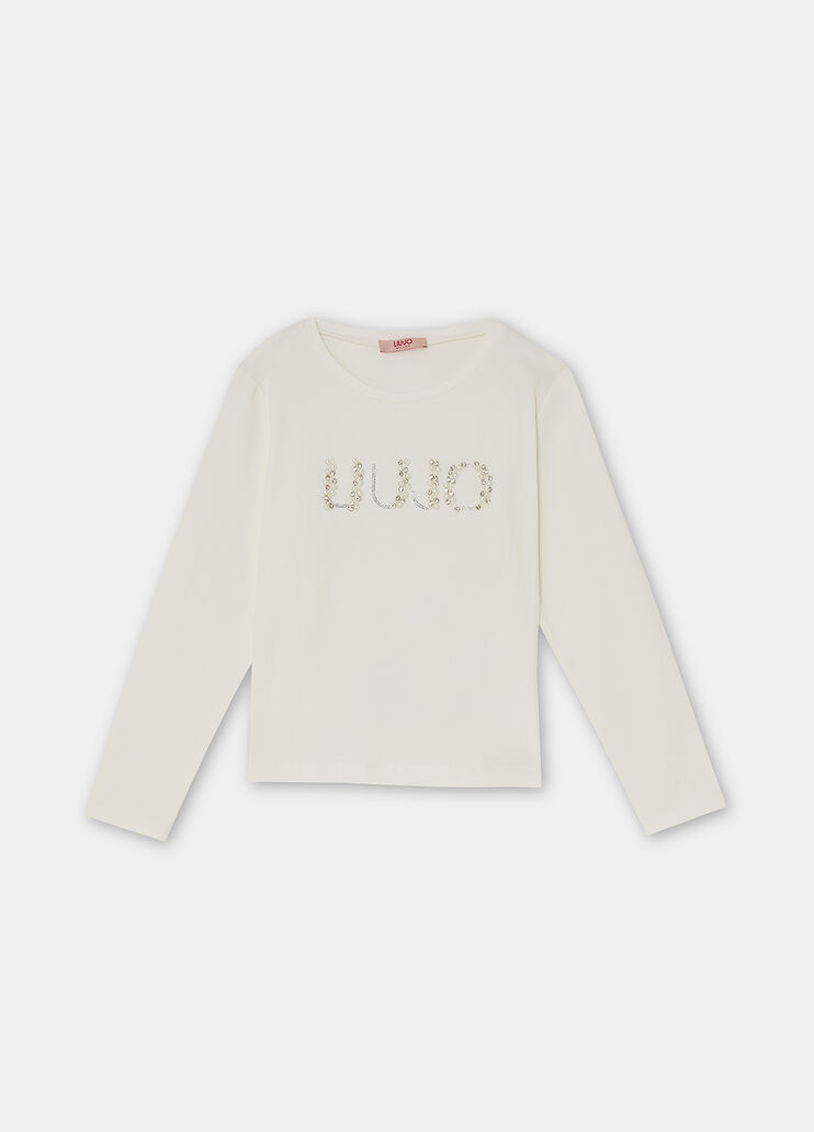 T-shirt with jewel embroidery white Liu Jo - large image number 2