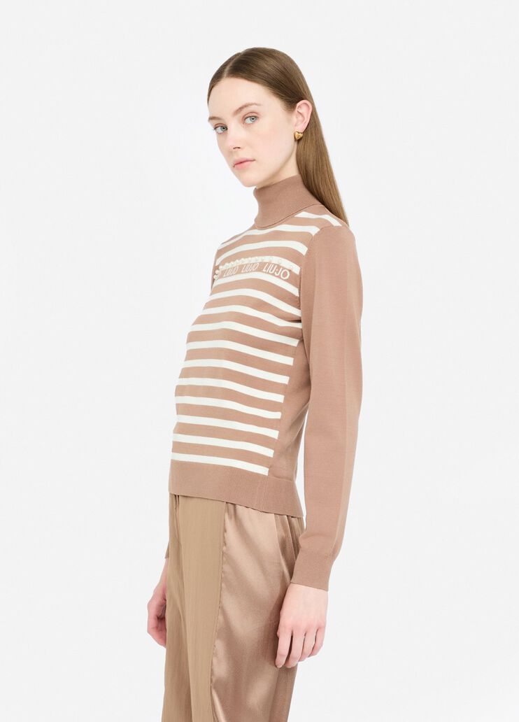 Водолазка в полоску шоколадный Liu Jo - large image number 3 Водолазка в полоску шоколадный Liu Jo - large image number 3