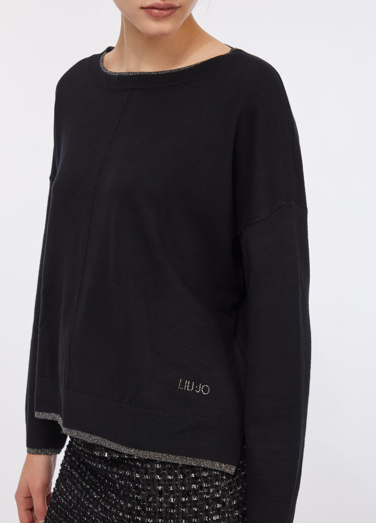 Jumper with lurex® details black Liu Jo - large image number 3