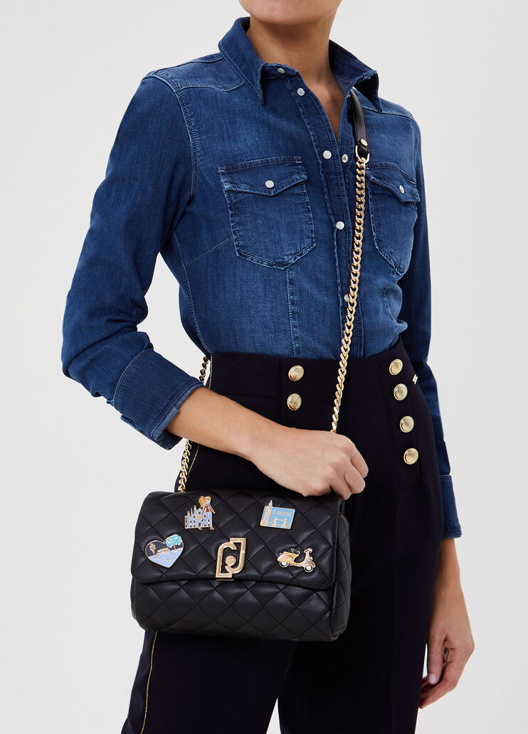 Borsa a tracolla con applicazioni Nero Liu Jo - large image number 1