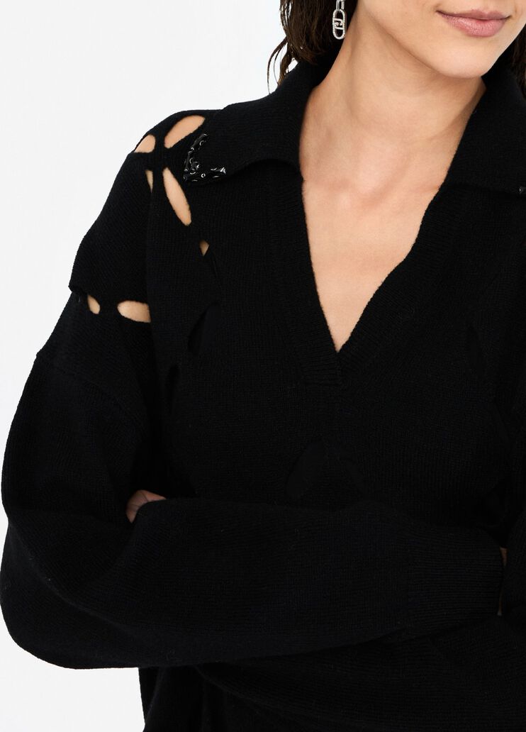 100% wool jumper with bejewelled embroidery black Liu Jo - large image number 4 100% wool jumper with bejewelled embroidery black Liu Jo - large image number 4