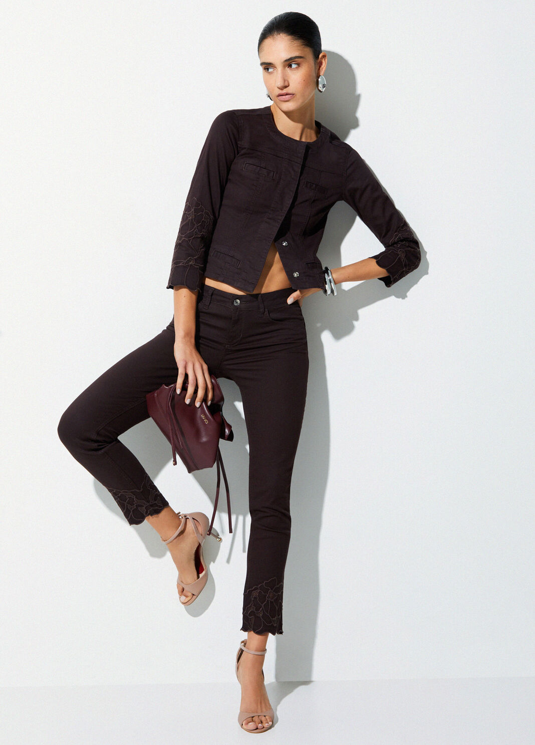 Жакет с вышивкой сангалло темно-коричневый Liu Jo - large image number 2