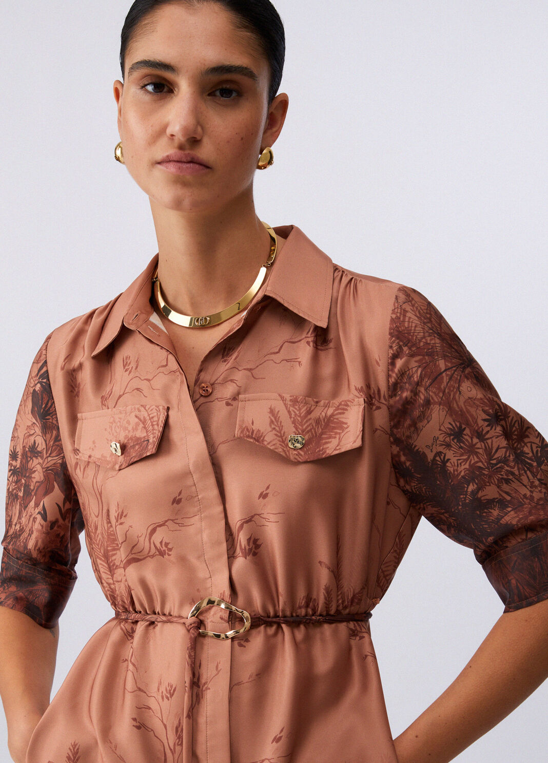 Langes Hemdblusenkleid Braun Liu Jo - large image number 4