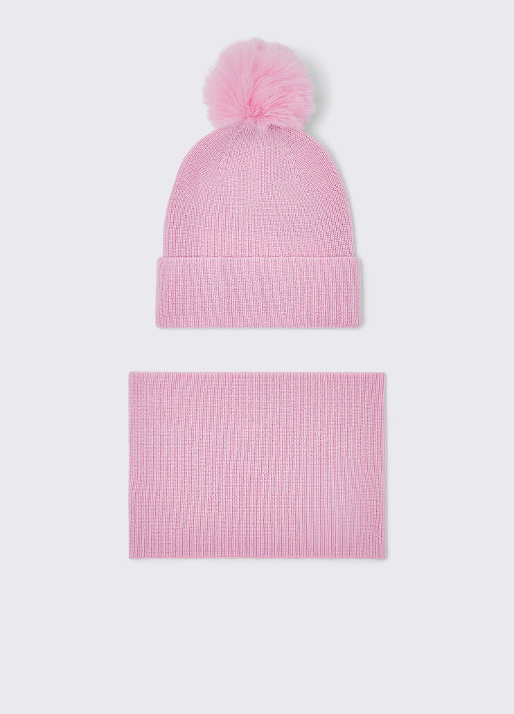 Knitted Hat and Neck Warmer Set pink Liu Jo - medium