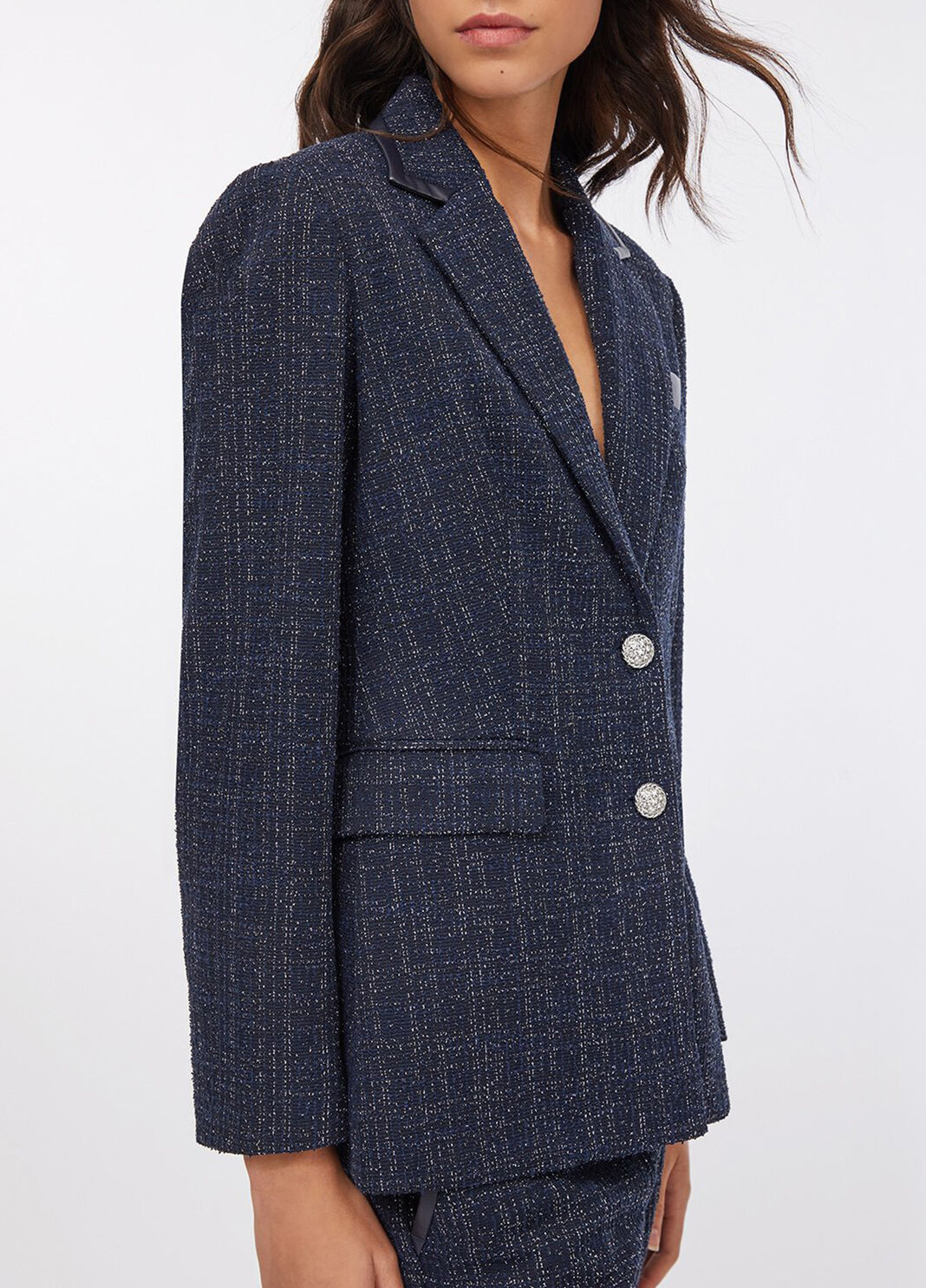 Elegant jacket in boucl&eacute; dark blue Liu Jo - large image number 2