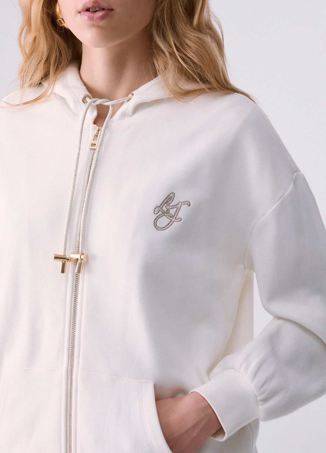 Hoodie with Zip and Hood white wool Liu Jo - large image number 4