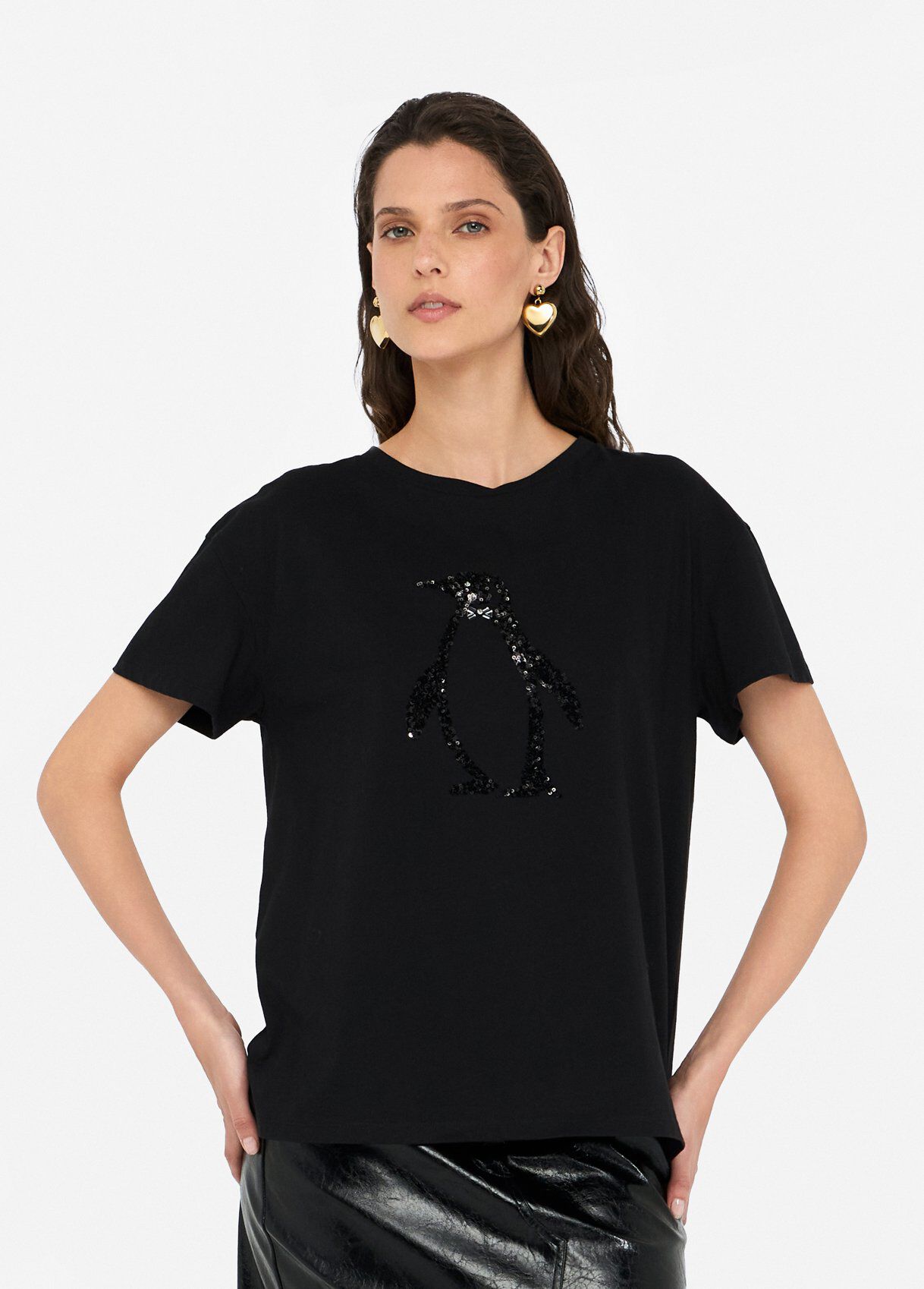 T-shirt with rhinestones colour black | Liu Jo
