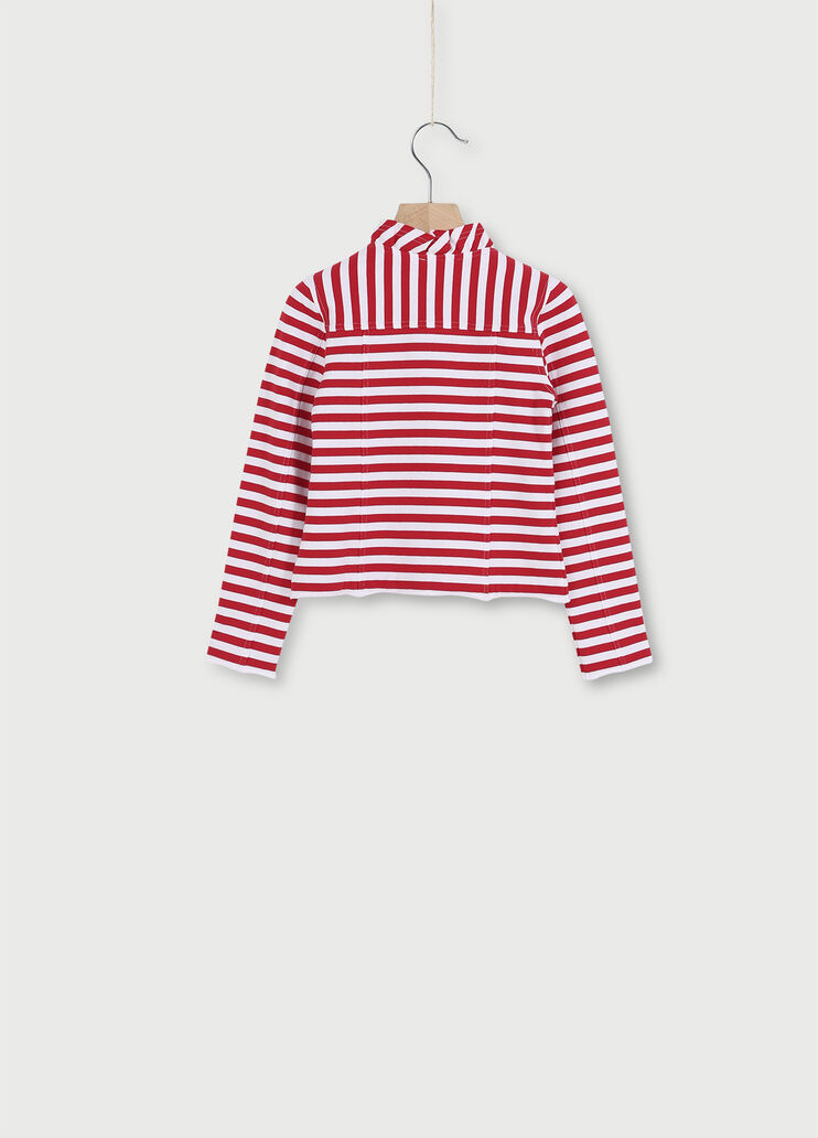 Felpa a righe con bottoni Bianco/rosso Liu Jo - large image number 1 Felpa a righe con bottoni Bianco/rosso Liu Jo - large image number 1