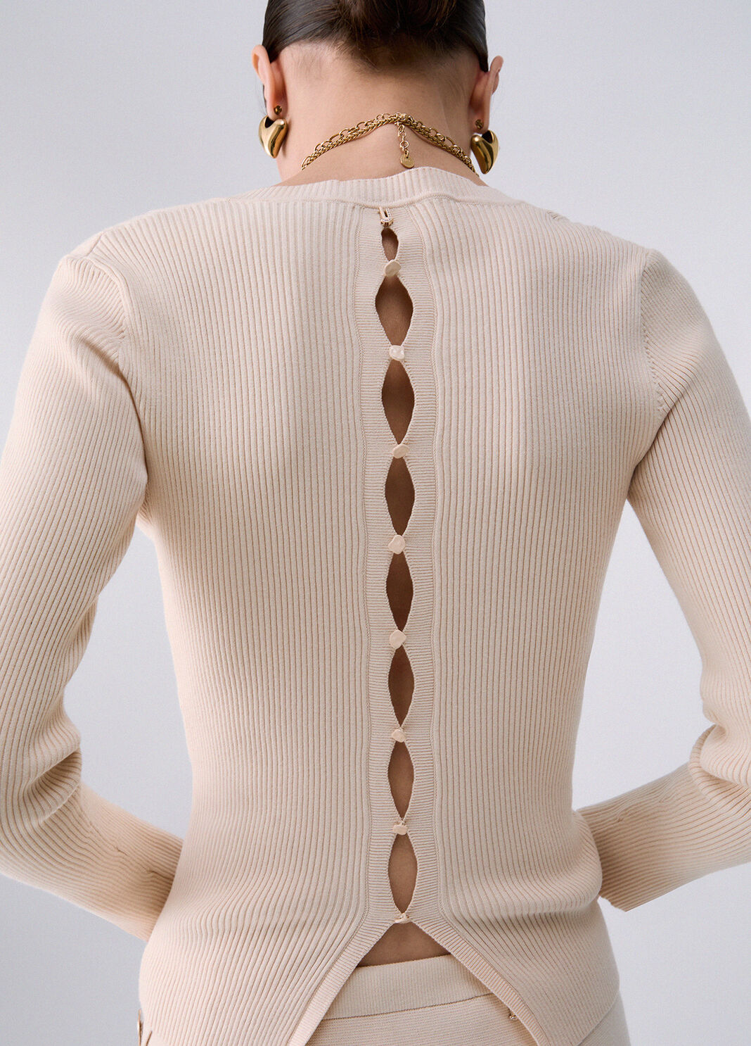 Pullover mit V-Ausschnitt cremefarben Liu Jo - large image number 4