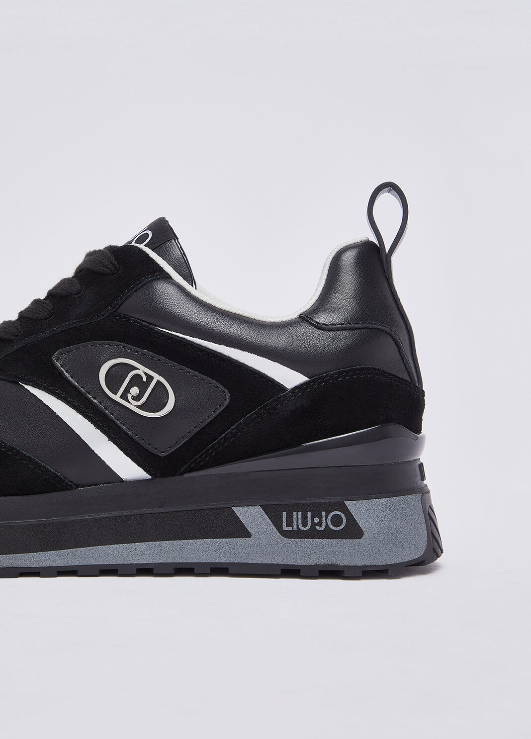 Sneakers plateforme en daim et cuir noir Liu Jo - large image number 4