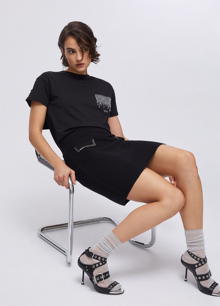 Knit miniskirt with beads black Liu Jo - medium