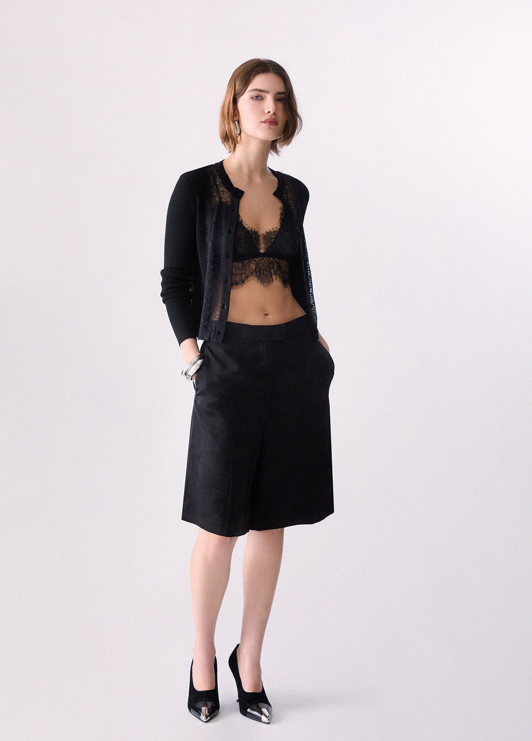 Cardigan with lace insert black Liu Jo - large image number 5