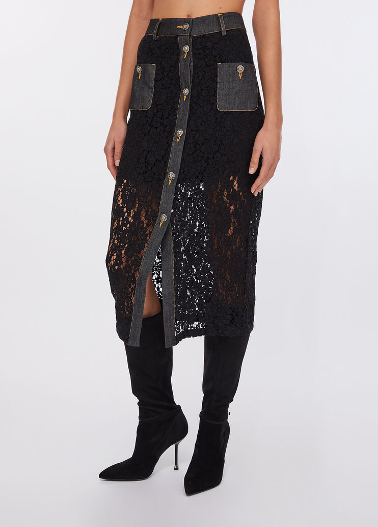 Rock aus Spitze Denim-Schwarz Liu Jo - medium Rock aus Spitze Denim-Schwarz Liu Jo - medium