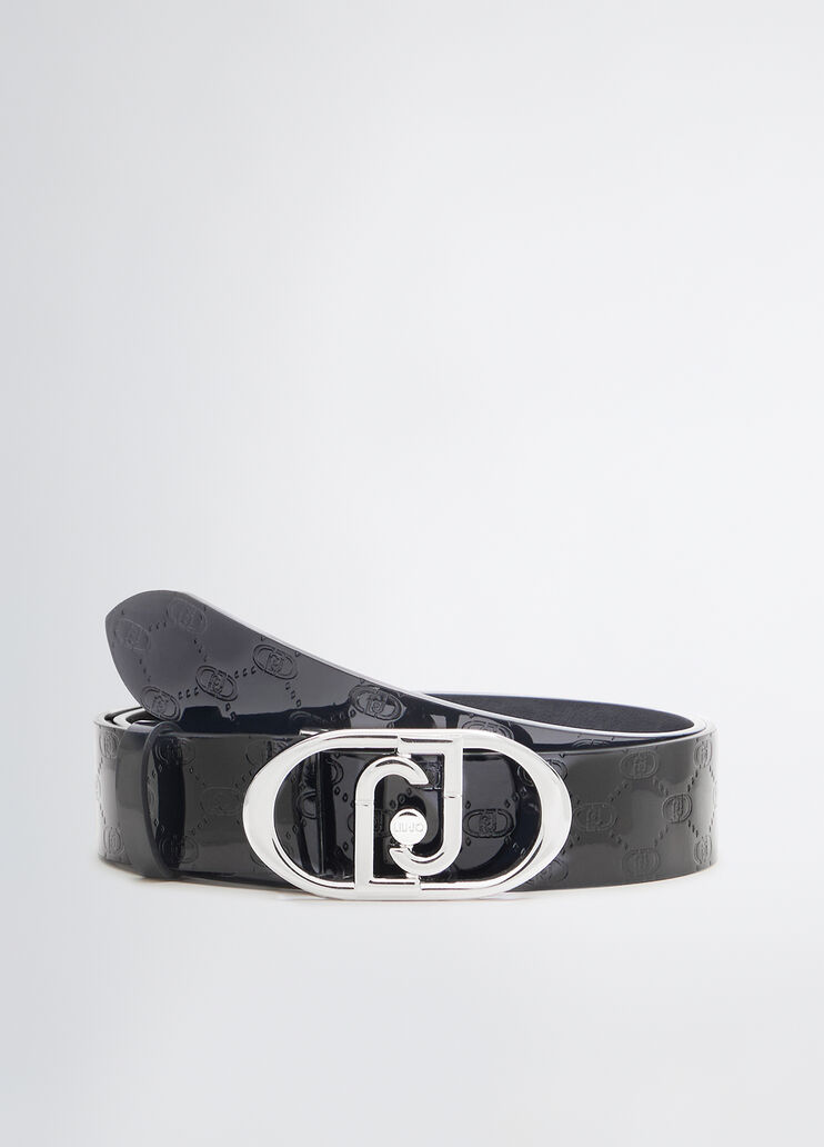Leather belt with logo black Liu Jo - large image number 1 Leather belt with logo black Liu Jo - large image number 1