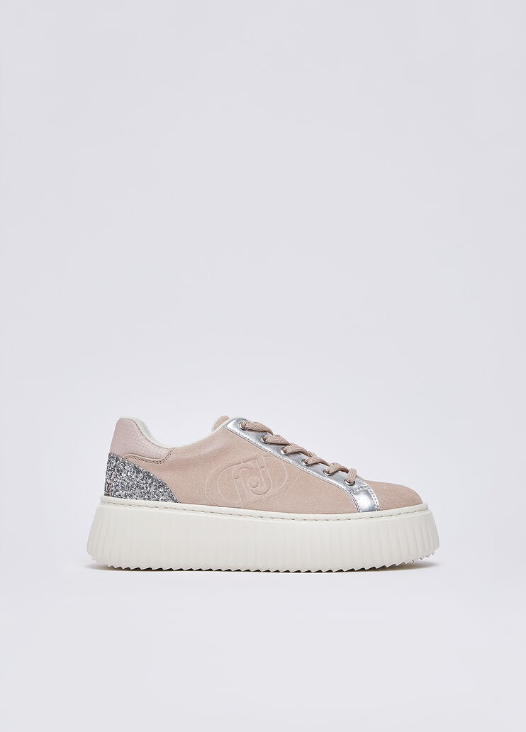 Sneakers in suede con maxi logo rosa Liu Jo - medium