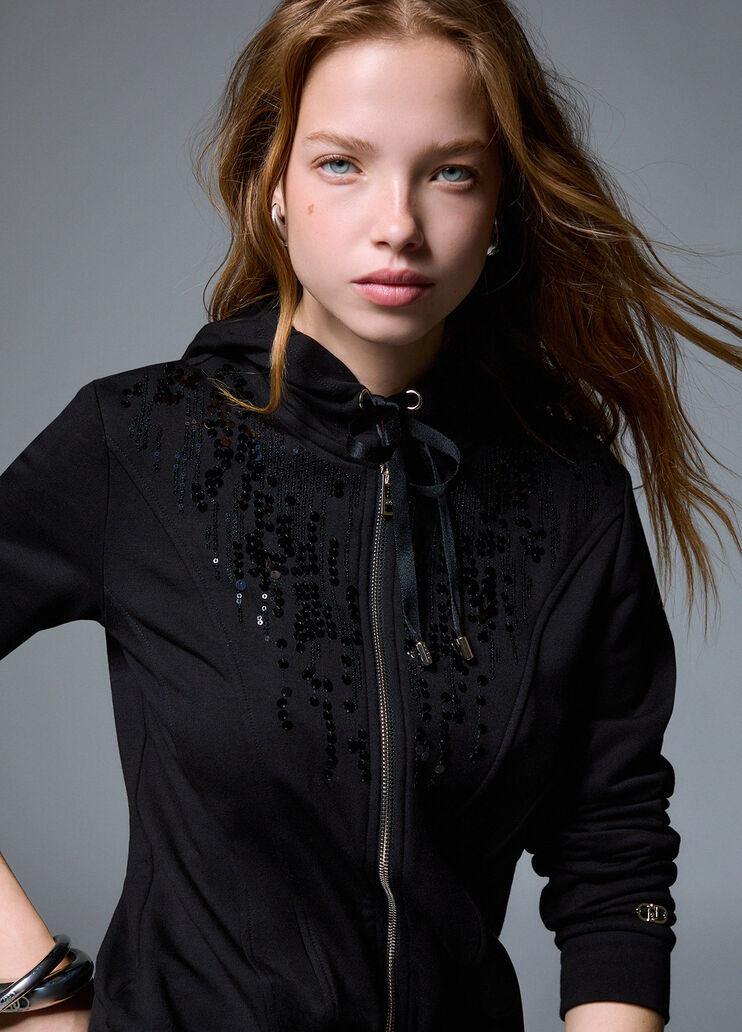 Hoodie with sequins black Liu Jo - medium