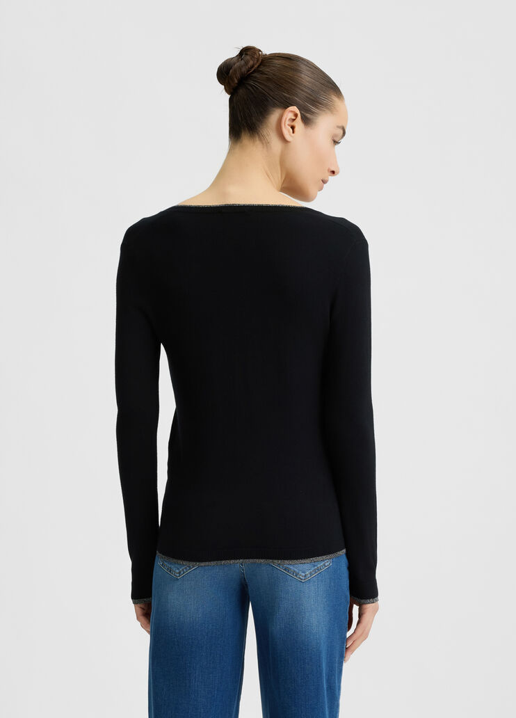 Pullover mit V-Ausschnitt schwarz Liu Jo - large image number 1