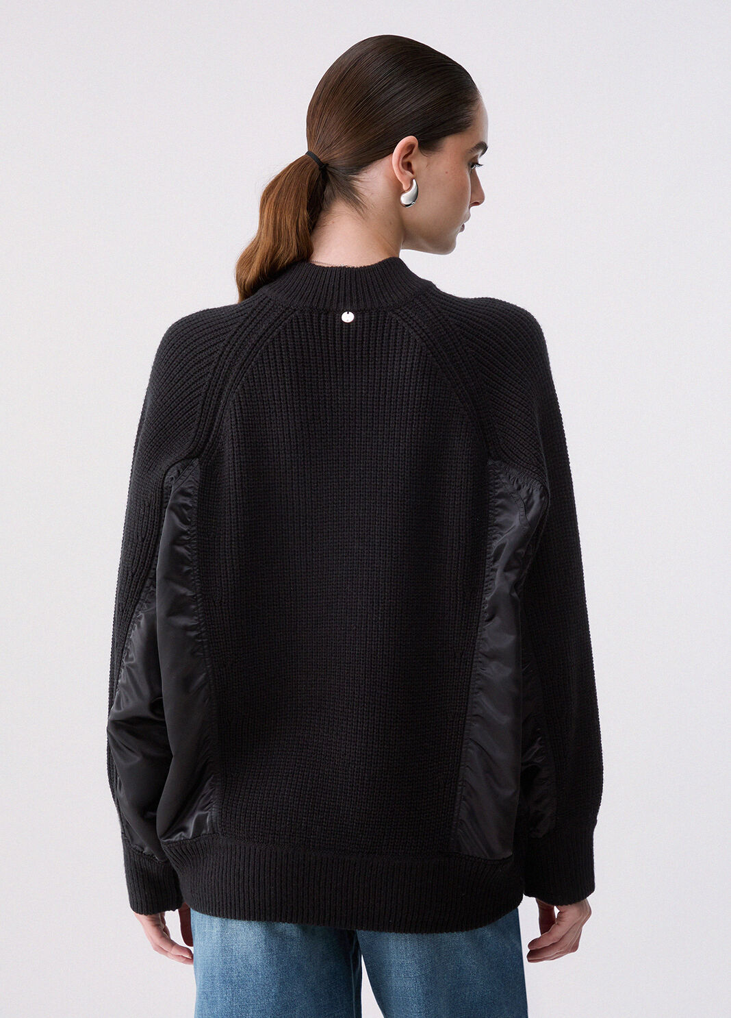 Knit Bomber with Nylon Inserts black Liu Jo - large image number 1