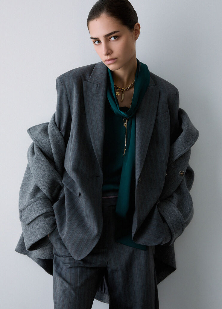 Blazer avec Bouton Bijou gris fonc&eacute; Liu Jo - medium