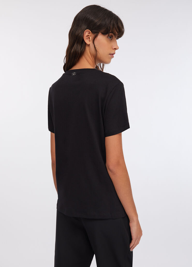 T-Shirt mit Schmuckstickerei Schwarz/Strass Liu Jo - large image number 1