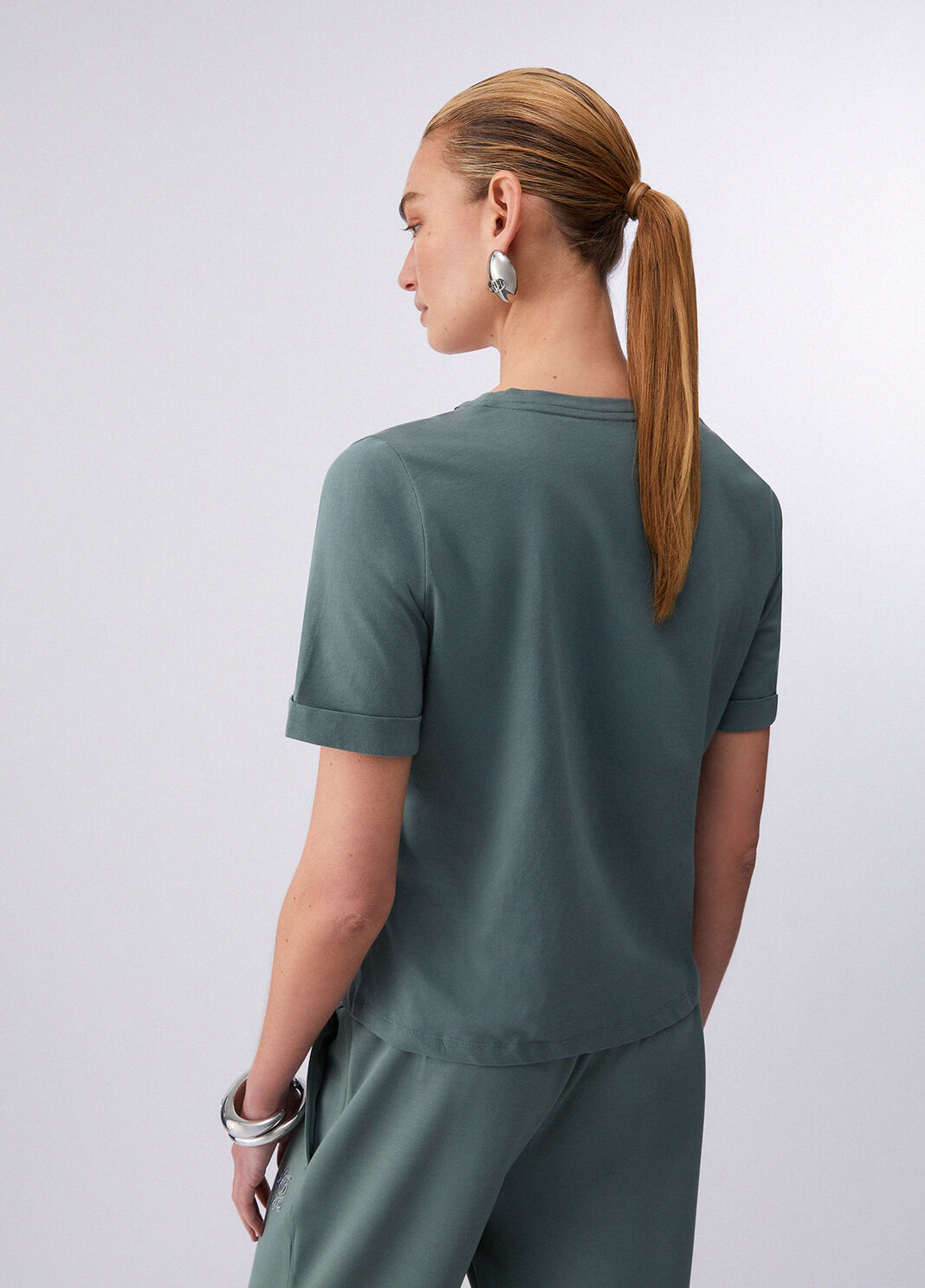 T-Shirt mit Strass Milit&auml;rgr&uuml;n Liu Jo - large image number 1