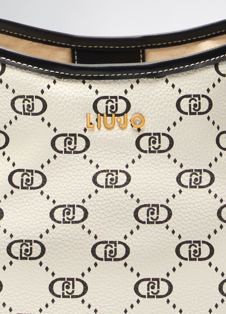 Shoulder bag with logo and foulard light beige Liu Jo - large image number 2 Shoulder bag with logo and foulard light beige Liu Jo - large image number 2