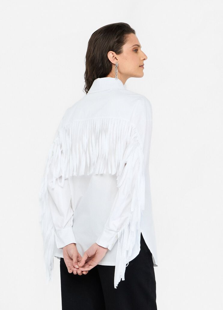 Camisa de popelina con flecos blanco Liu Jo - large image number 1 Camisa de popelina con flecos blanco Liu Jo - large image number 1