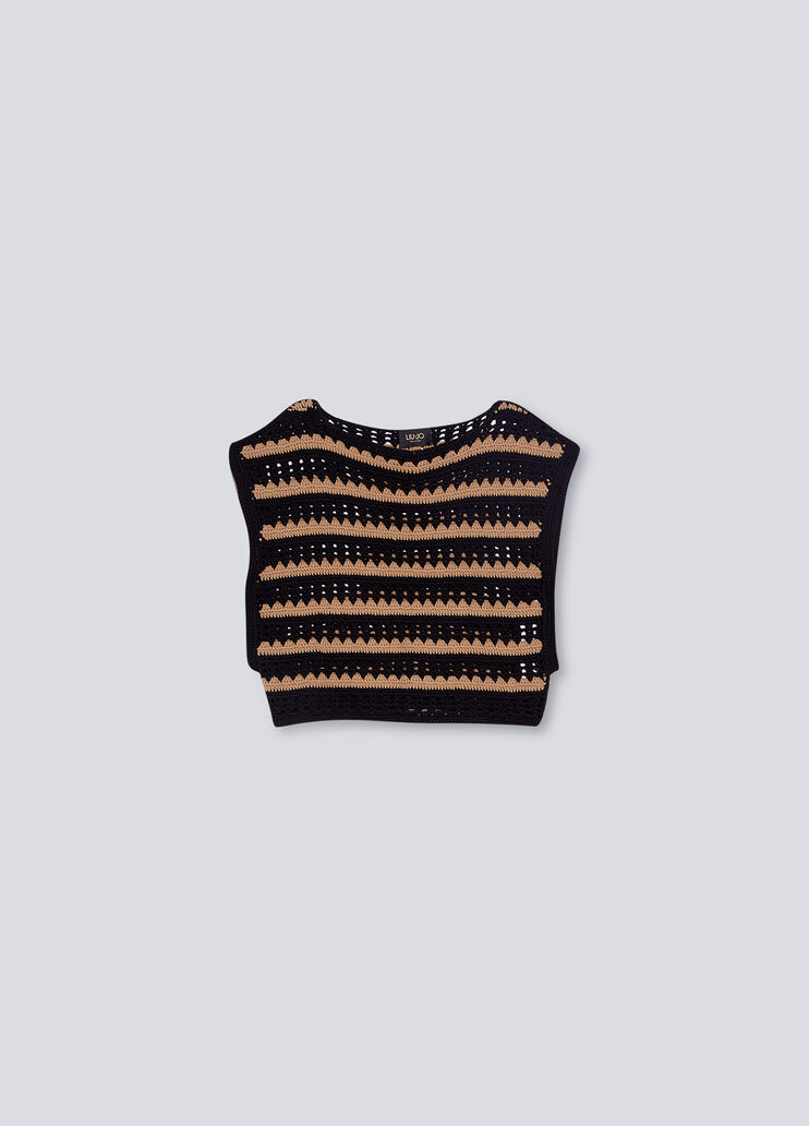 H&auml;kelpullover Schwarz/Beige Liu Jo - large image number 4