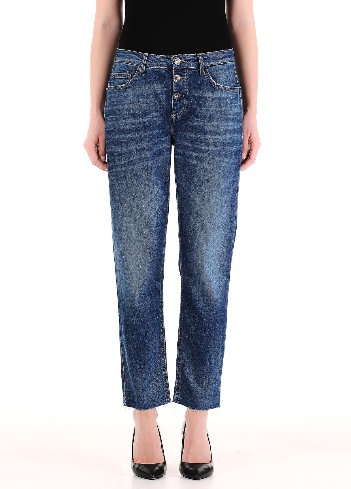 Blu Farfetch Abbigliamento Pantaloni e jeans Jeans Jeans straight Jeans slim a vita alta 