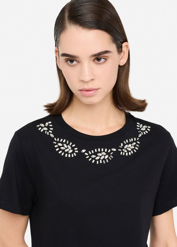 T-shirt with jewel embroidery black/gemstones Liu Jo - medium T-shirt with jewel embroidery black/gemstones Liu Jo - medium