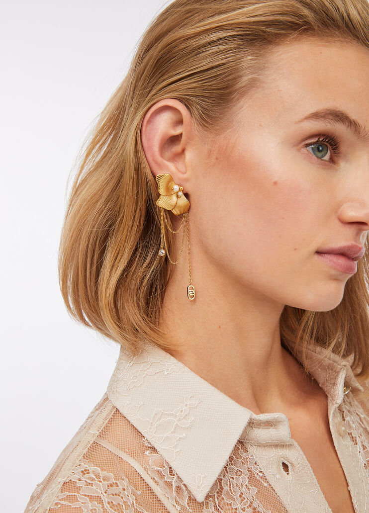 Pendant earrings with maxi-flower gold Liu Jo - medium Pendant earrings with maxi-flower gold Liu Jo - medium