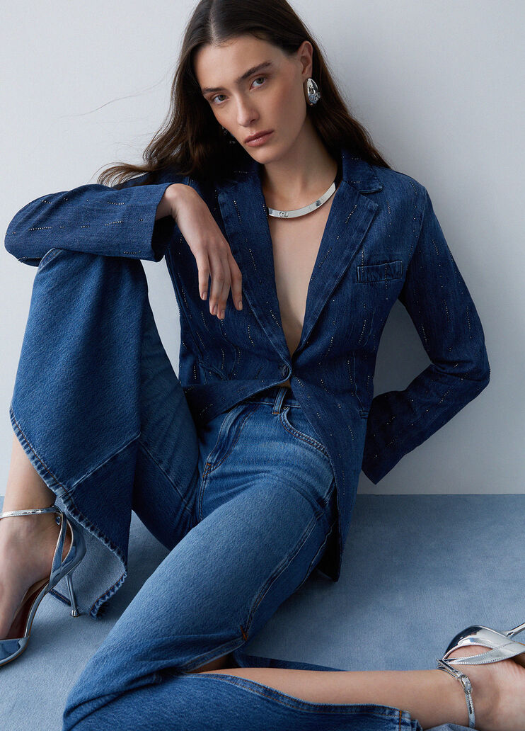 Denim blazer with rhinestones blue denim Liu Jo - medium