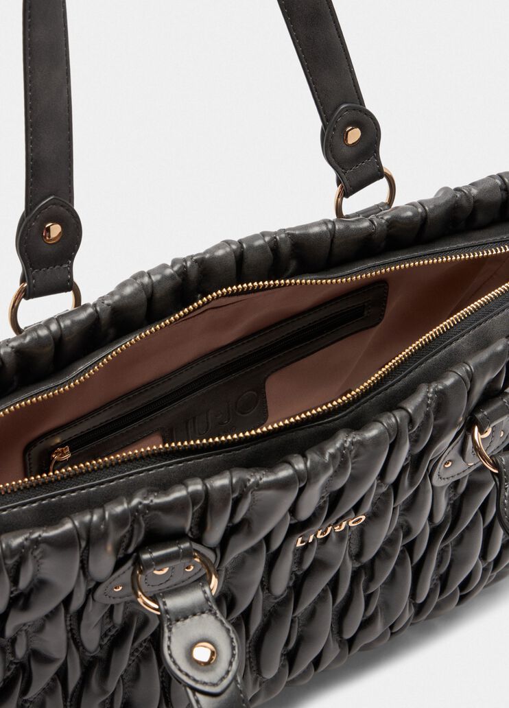 Shopping bag media matelassé  nero Liu Jo - large image number 6