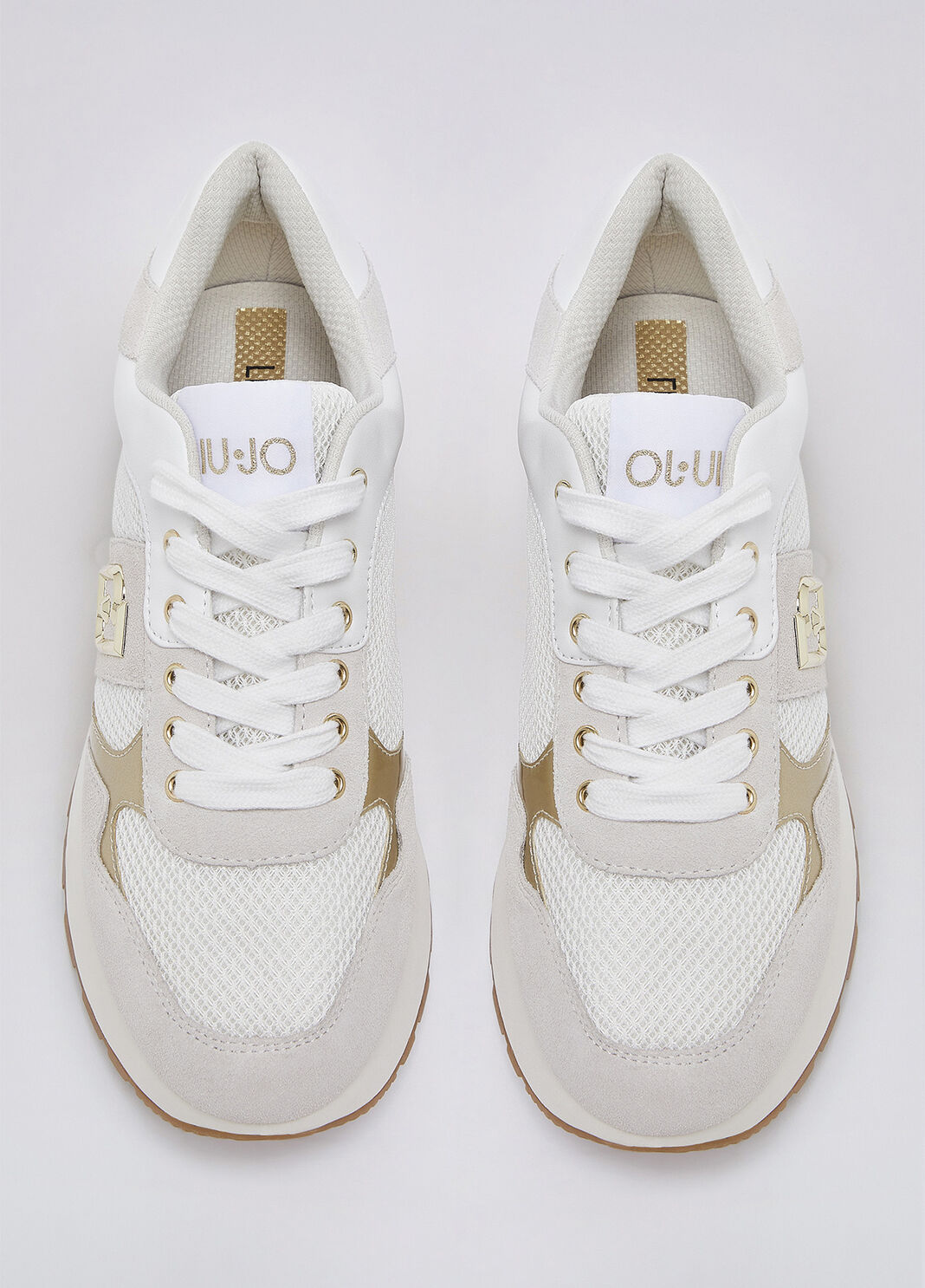 Plateau-Sneaker aus Veloursleder und Mesh Wei&szlig; Liu Jo - large image number 3