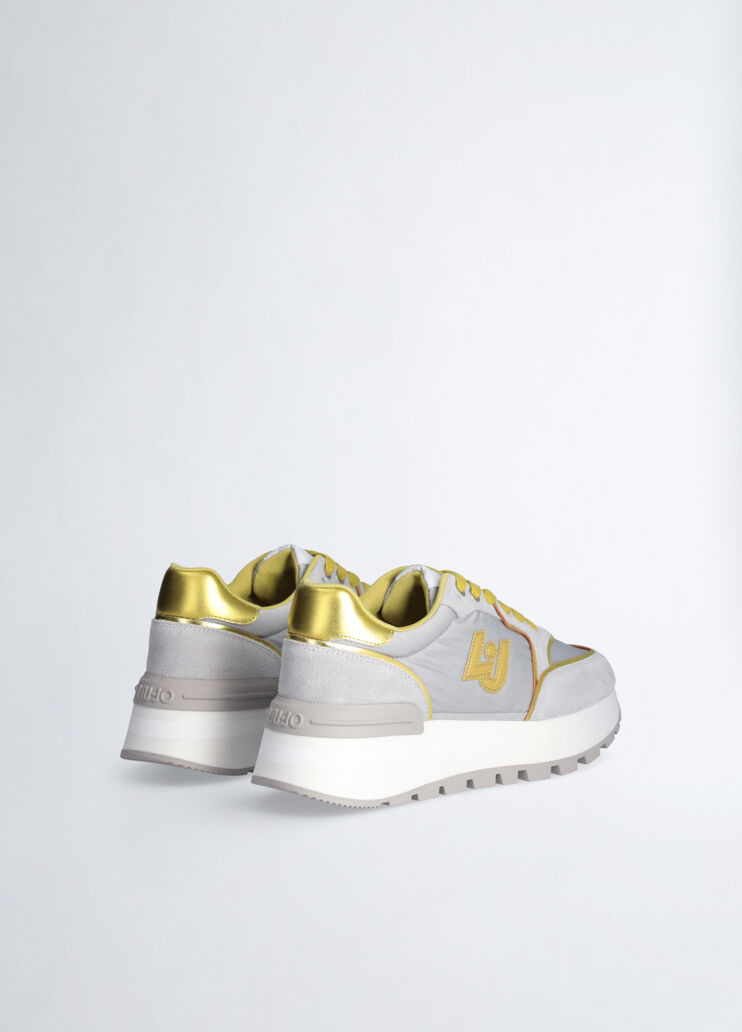 Platform sneakers in suede and nylon grey/yellow Liu Jo - large image number 3 Platform sneakers in suede and nylon grey/yellow Liu Jo - large image number 3