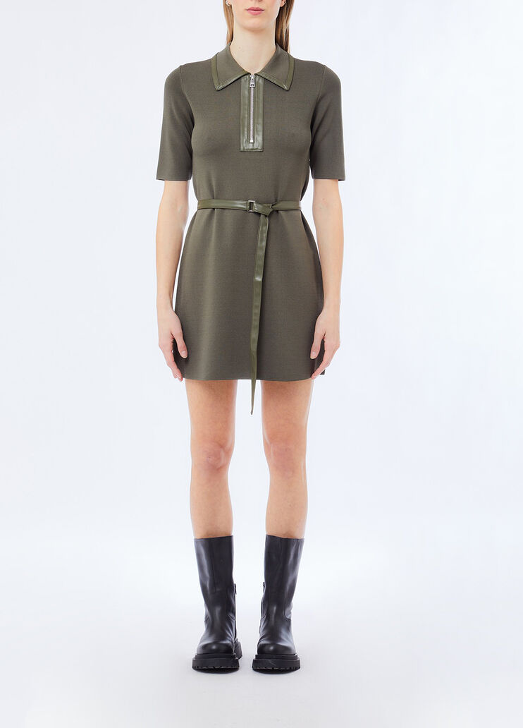 Strickkleid mit G&uuml;rtel milit&auml;rgr&uuml;n Liu Jo - medium