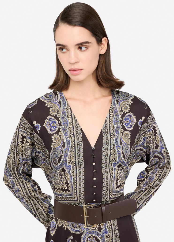 Midi dress with belt brown with print Liu Jo - medium Midi dress with belt brown with print Liu Jo - medium